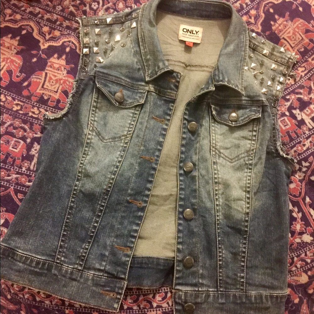 Awesome studded jean jacket vest!